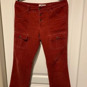 Red corduroy jeans